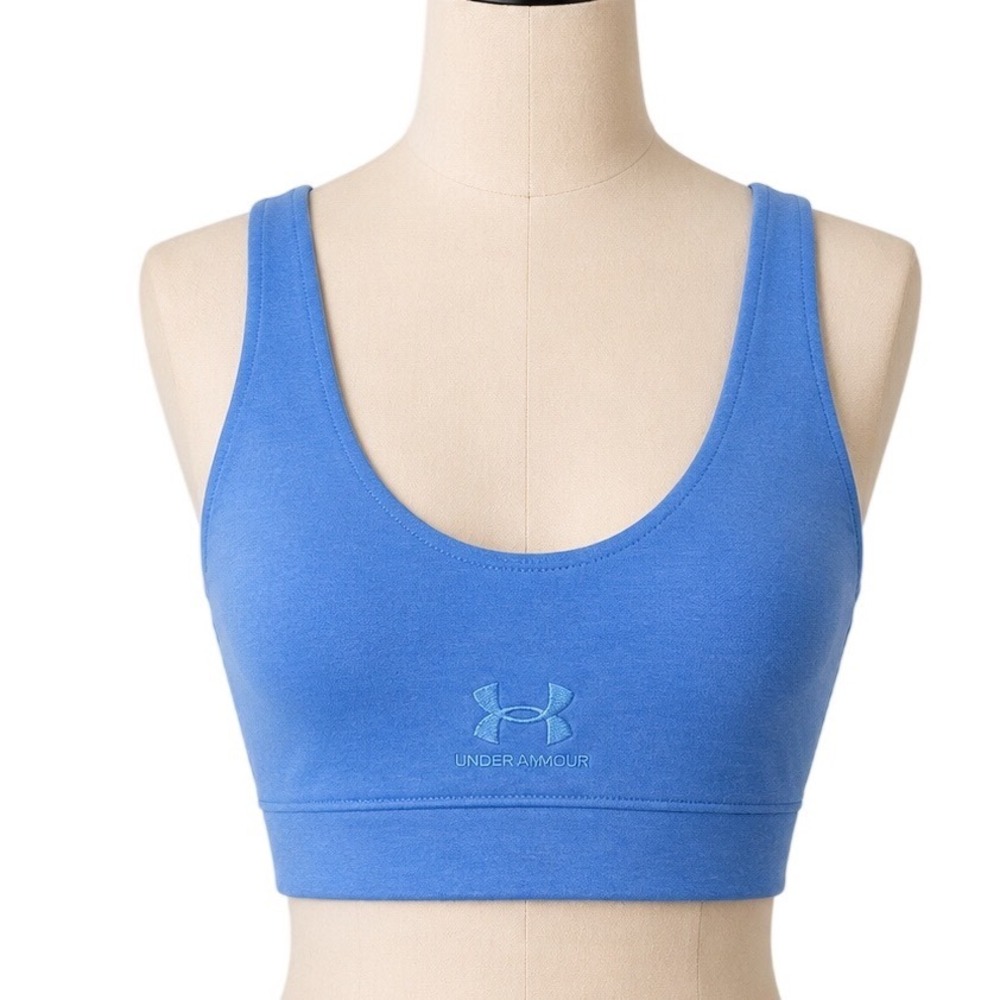 Under Armour Essential Bralette Blue Fitted Scoop Neck Sports Bra Womens‎ Medium